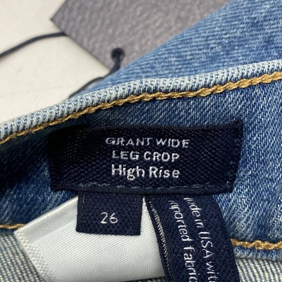 NEW VERONICA BEARD Grant Wide-Leg Jeans Blue Size 26 Cropped Frayed Hem Deni - Picture 4 of 9